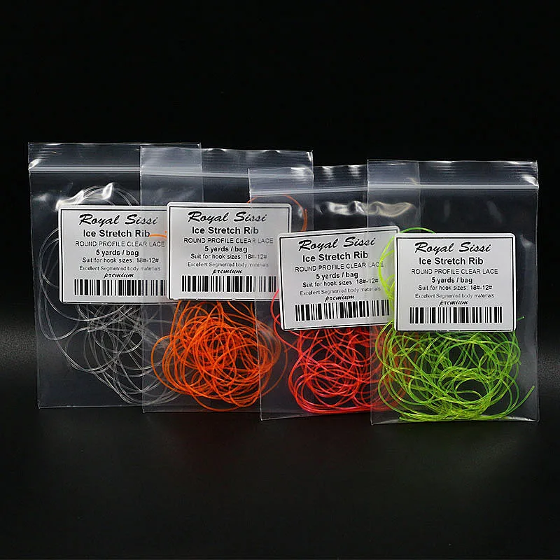 Canalé elástico de hielo para atar moscas, Material de encaje redondo transparente, larvas, ninfa, línea de atado de moscas, cuerpo segmentado, 8 colores por juego - imagen 5