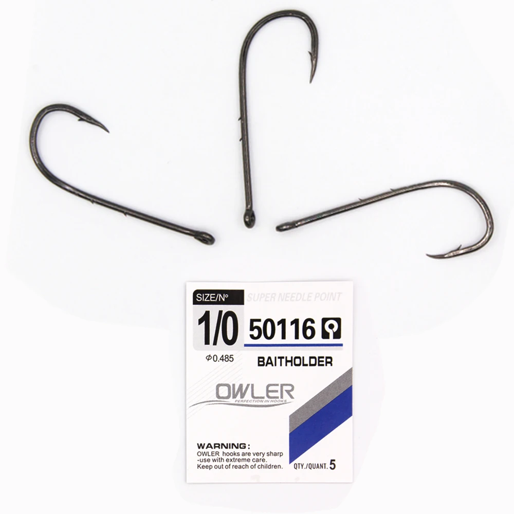 Anzuelo de pesca Baitholder 50116, anzuelos de pesca de Color negro, anzuelo grande, vástago en rodajas 92247, ganchos de acero propio, 12 #-1/0 #, 30 unids/lote - imagen 3