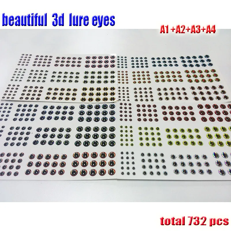 Ojos de señuelo 3d para pesca, A1A2A3A4, tamaño a elegir, 3mm, 4mm, 5mm, 6mm, cantidad: 2023 unids/lote, ojos de pez bonitos, artificiales de alta calidad, 732 - imagen 2