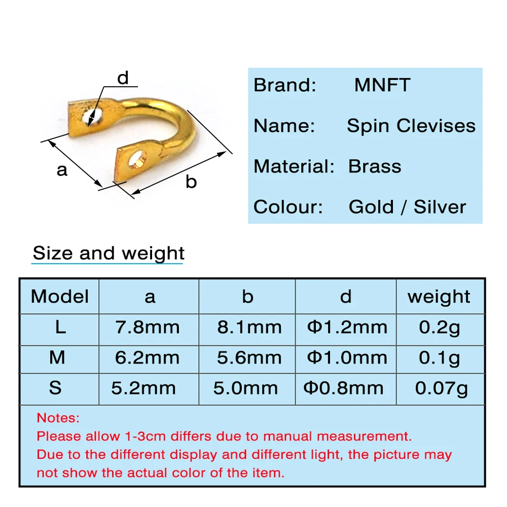 MNFT 50 Uds Spinner Easy Spin Spinner horquillas tamaño doblado L/M/S oro plata DIY accesorios de Señuelos de Pesca - imagen 2