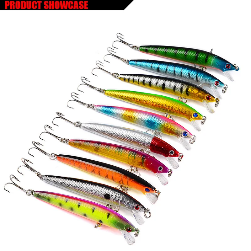 Señuelos de Pesca Topwater Wobblers, 95mm, 8g, Minnow, flotante, ojos 3D, cebo duro con anzuelos triples, aparejos de pesca Crankbait, 1 ud. - imagen 2