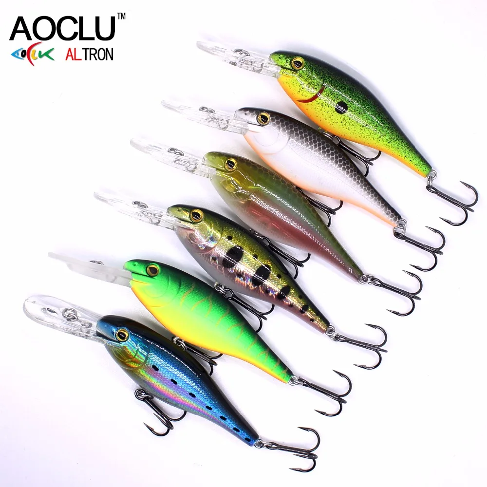 AOCLU pececillo flotante 70mm 8,8g cebo duro manivela Deep Diver profundidad 1,5-3,3 m señuelo de pesca VMC gancho aparejos calidad