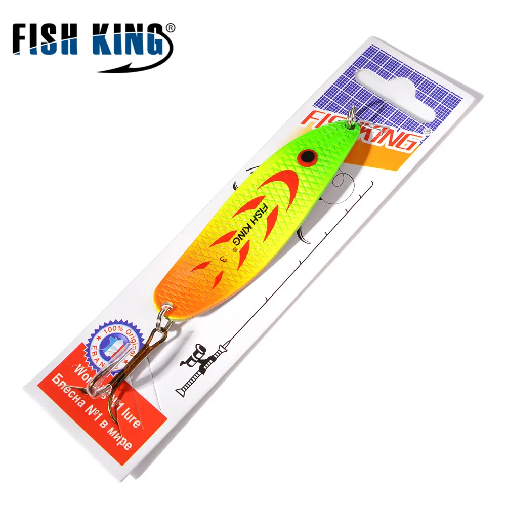 FISH KING 1 pieza 18g 28g spinner señuelo de Pesca cebo de metal cuchara aparejos de Pesca Vissen Pesca lentejuelas Paillette anzuelos individuales