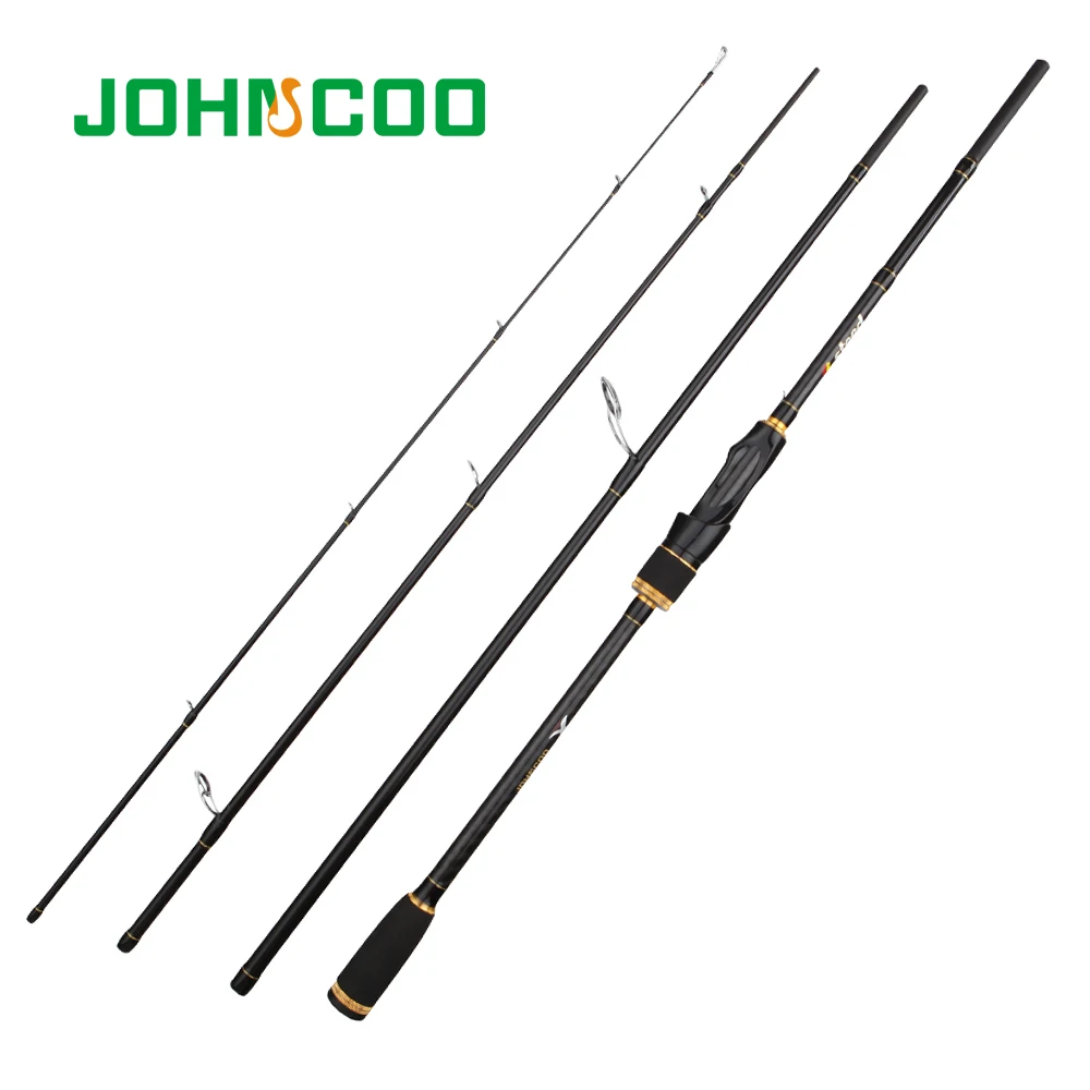 JOHNCOO-caña de pescar de fibra de carbono, herramienta de pesca giratoria de acción rápida, con señuelo sensible de 4 secciones, 2,1 m, 2,4 m, 2,7 m, 5-20g - imagen 2
