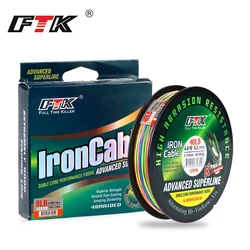 Línea de pesca de alambre trenzado de PE FTK, 114M, 4 hebras, 0,10mm-0,40mm, 8-60LB, línea de pesca multifilamento súper fuerte colorida