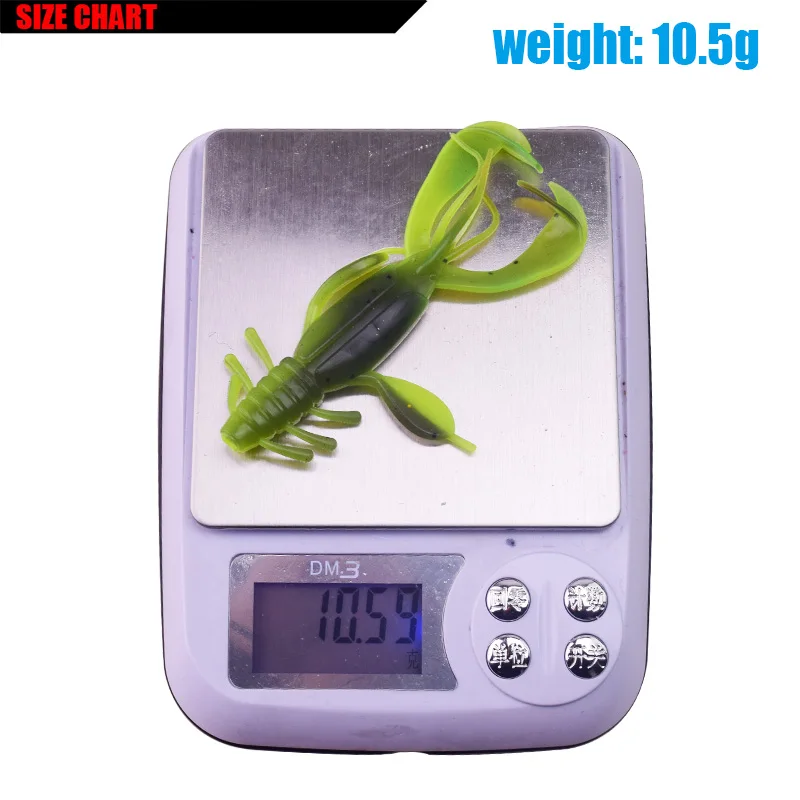 Cebos blandos de pesca de camarón, 100mm, 10,5g, Crankbaits fáciles para carpa, aparejos de pesca de lubina, señuelo de silicona Artificial, 2 uds. - imagen 3