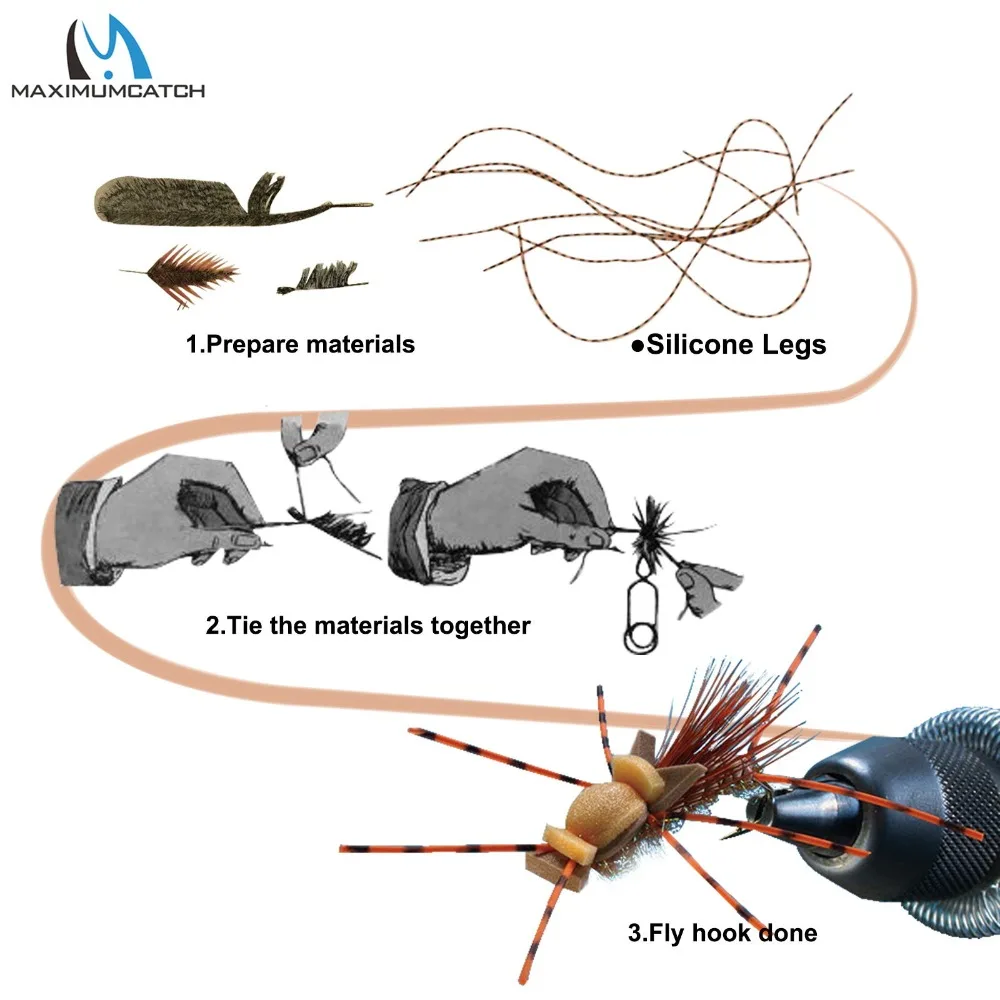 Maximumcatch 100% faldas de pesca de silicona, materiales para atar moscas, piernas, colores barrados, aleteo - imagen 5