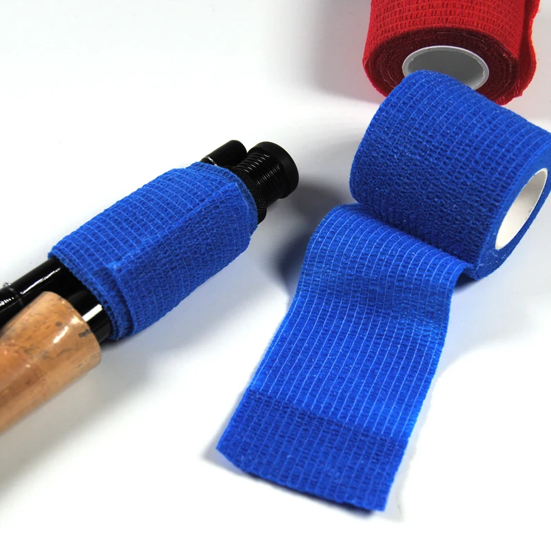 Banda de caña de pescar autoadhesiva, cinta de envoltura de mango de caña reutilizable, accesorio de caja de aparejos de pesca, Camuflaje negro, rojo y azul, 5cm X 2,2 m - imagen 2
