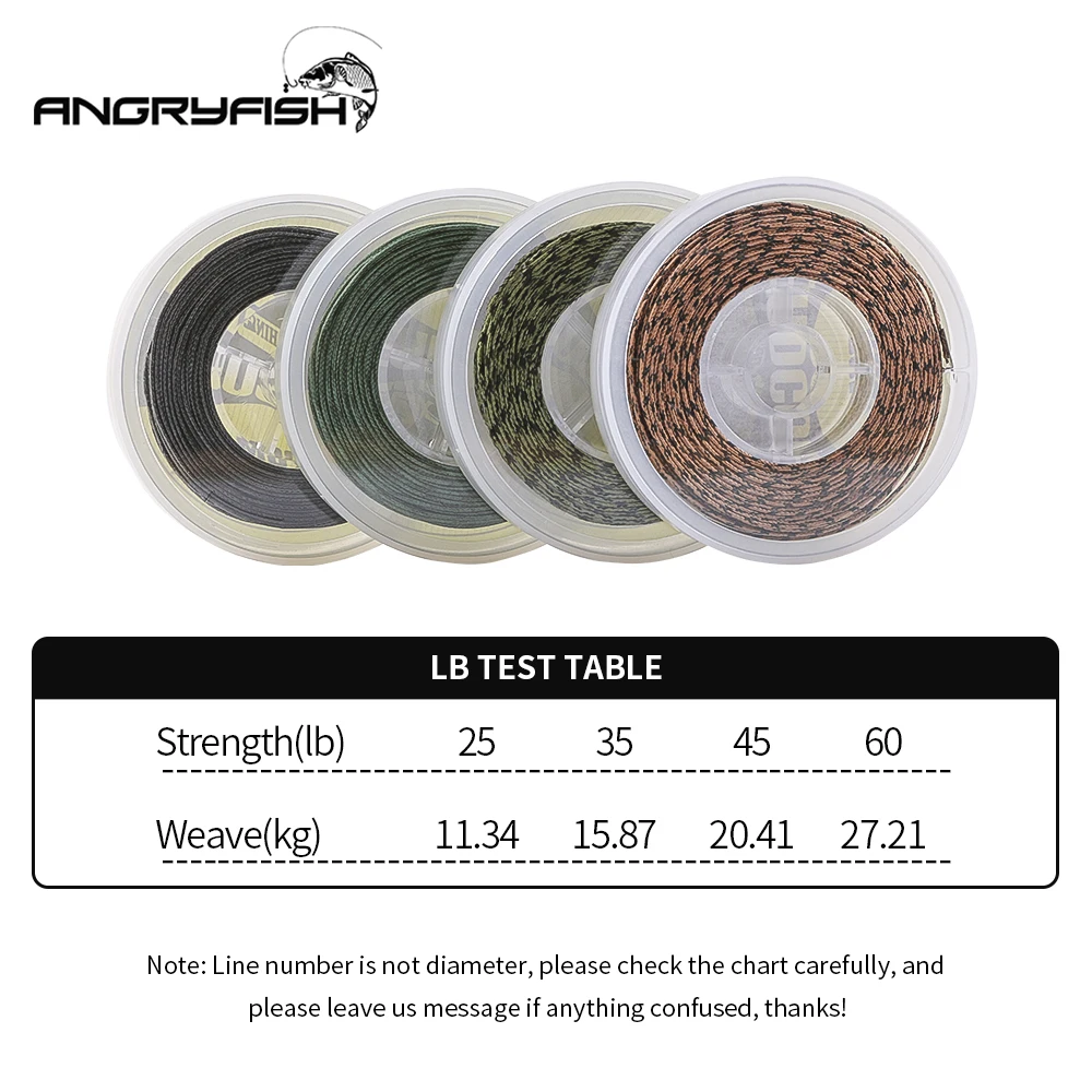 ANGRYFISH-línea de pesca de carpa con núcleo de plomo, 25Lb 35Lb 45Lb 60Lb 20 metros para aparejo de carpa, línea trenzada de hundimiento - imagen 3