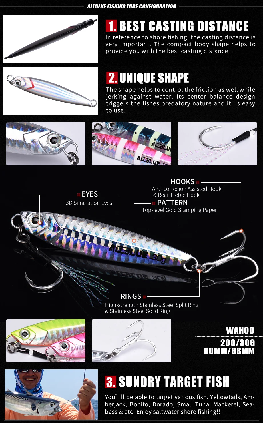 Señuelo WAHOO - Detalle de anzuelos de calidad