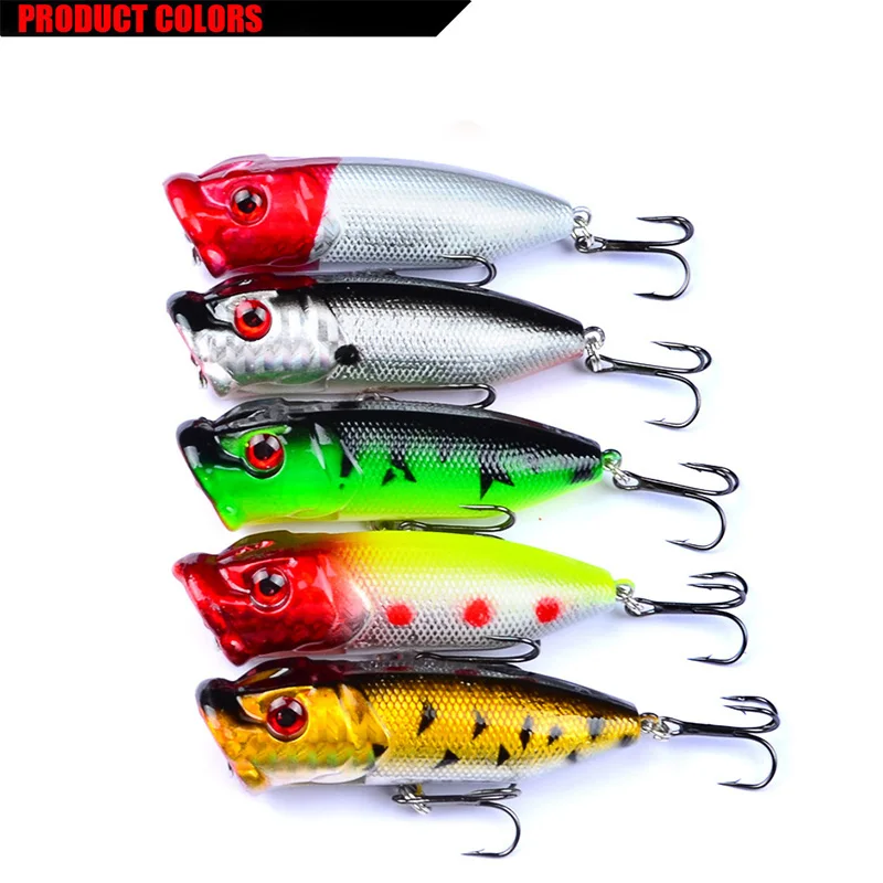 Señuelos de Pesca Topwater Popper, cebo duro de pesca Artificial Wobblers, aparejos de pesca de plástico con ganchos 6 #, 6,5 cm, 12g, 1 ud. - imagen 4