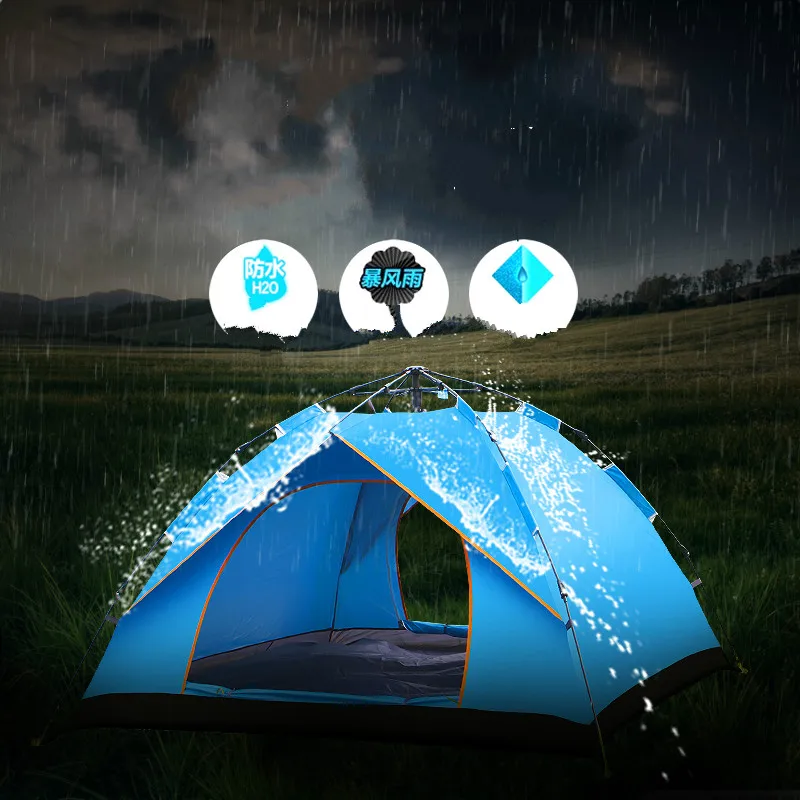 Tienda de campaña automática doble impermeable, traje familiar, tiendas de campaña turísticos, senderismo al aire libre, playa, viaje, colchón inflable - imagen 2
