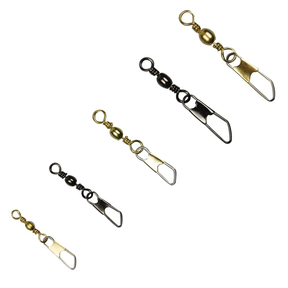 Juego de conectores de Señuelos de Pesca, 260 unidades, barril giratorio con broche de seguridad, Oro Negro, duro, con caja - imagen 3