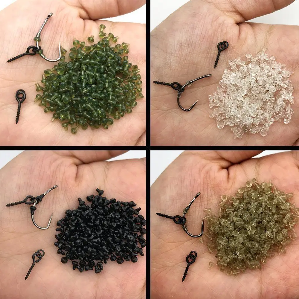 Hyaena-Cuentas de gancho para pesca, accesorios de cebo, aparejo de pelo marrón, negro, verde claro, aparejos de pesca de carpa, 50 Uds. - imagen 3