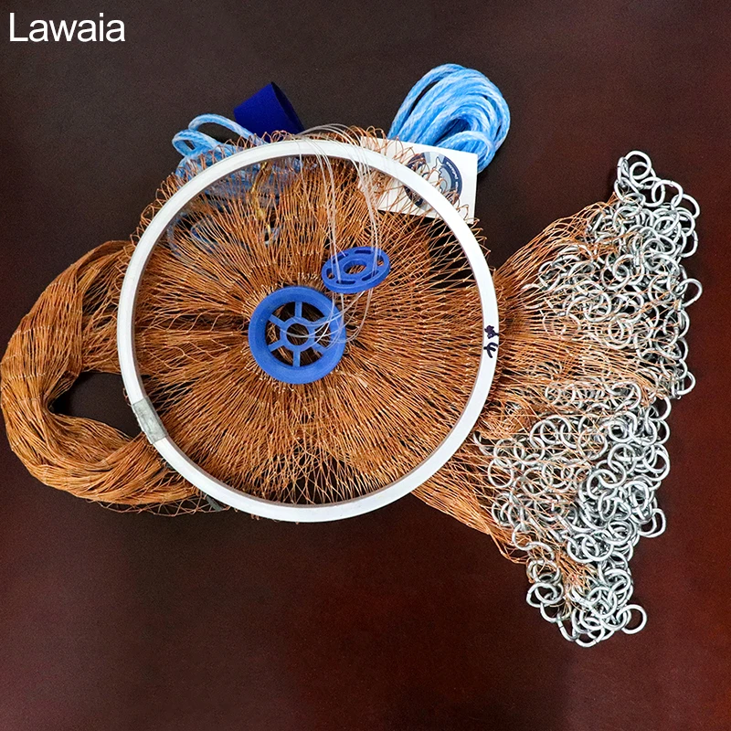 Lawaia-red de pesca plegable con cadena de hierro fundido, malla pequeña con colgante, diámetro de 2,4 M-4,2 M - imagen 5