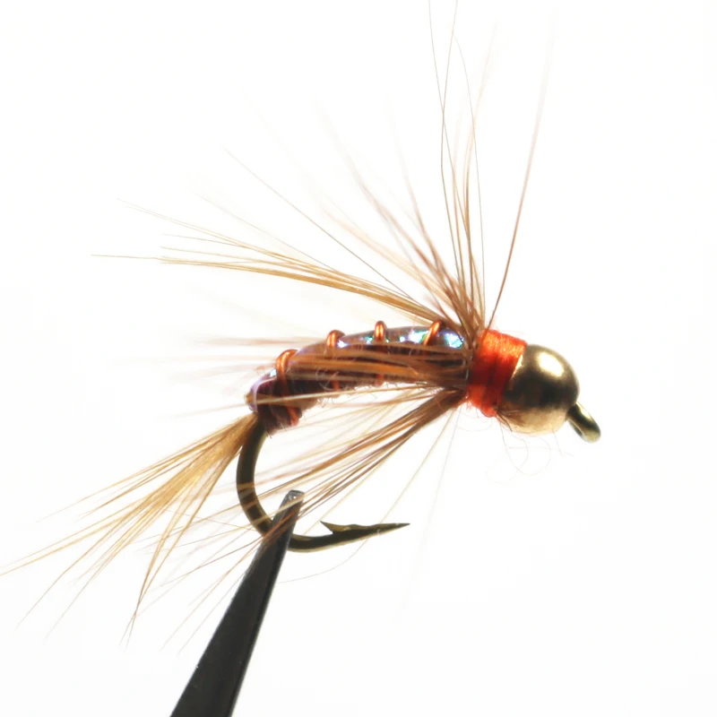 ICERIO-señuelo de pesca con mosca de trucha, 6 unidades, cabeza de cuentas de latón, esmalte variante, Nymph, 12 # - imagen 2