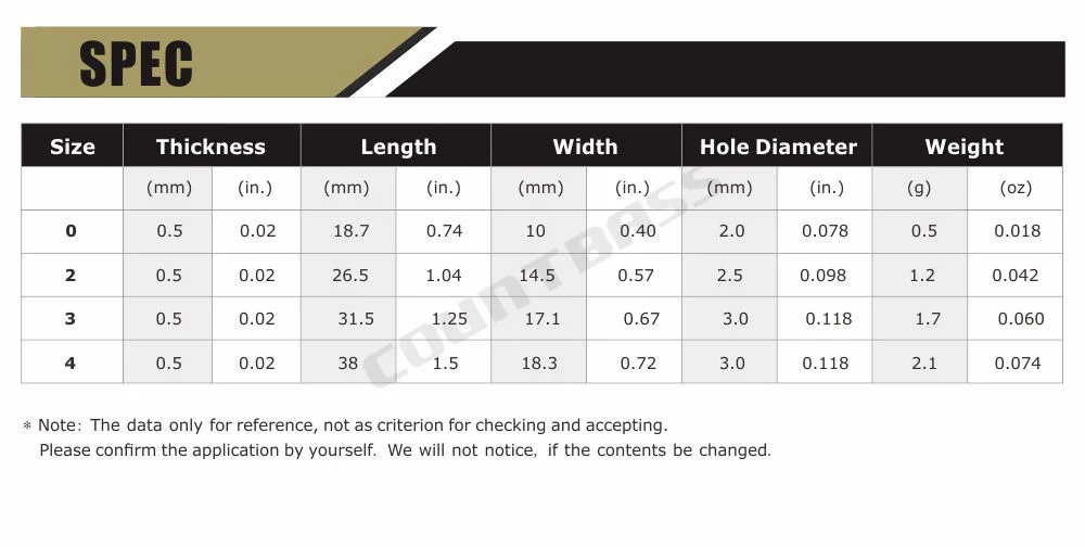 Countbass 50 Uds tamaño 3 - 32*17,5mm cuchillas giratorias francesas de acero níquel acabado liso, Señuelos de pesca DIY, aparejos artesanales - imagen 3