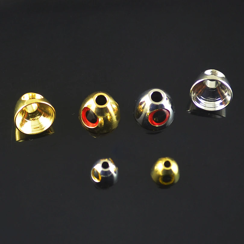 MNFT-Materiales de atado de moscas, cabezas de cono de mosca con ojos de cono de latón 3D, Color plateado y dorado para Streamer, trucha, pesca con mosca, nuevo lote de 12 unidades - imagen 4