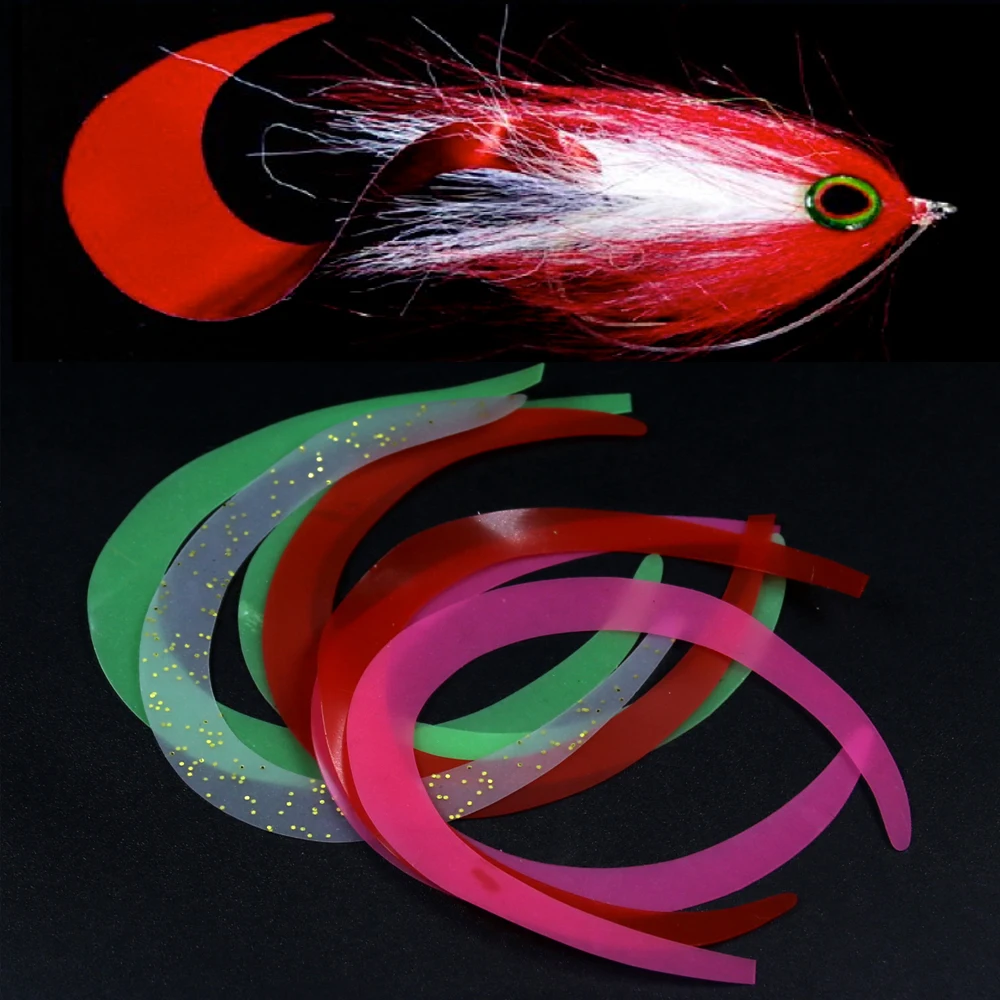 Wifreo-Cola de mosca para Lucio, Salmon Saterwater, serpentinas de atado de moscas, blanco, verde, rojo, naranja, tamaño M, 10 unids/lote por bolsa - imagen 3