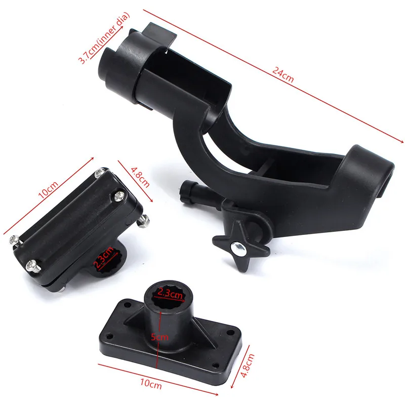 Hiumi-caña de pescar de plástico giratoria ajustable, soporte de estante de 3 soportes, Kit de montaje para remo, canoa, Kayak, soporte lateral - imagen 2