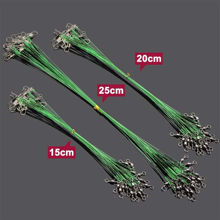 Línea de alambre de pesca trenzada de acero inoxidable, 100 unidades, antimordedura, amortiguadores, Rigs de guía giratoria, correa de línea cónica giratoria a presión - imagen 4