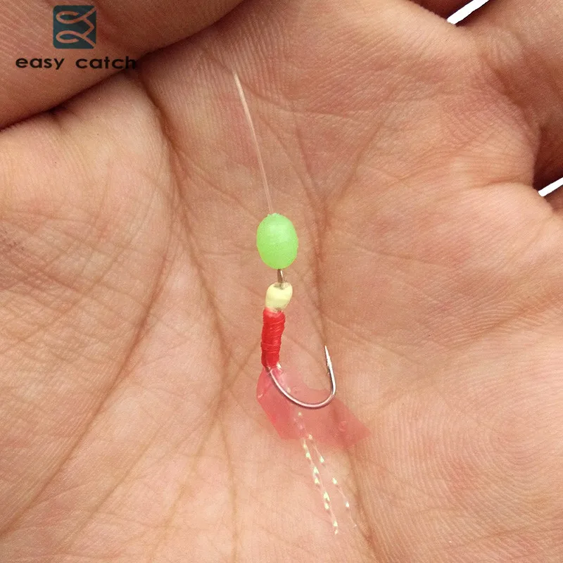 Cebo de piel de pez rojo fácil de atrapar, aparejos de agua salada, anzuelos de 6 brazos, aparejos intermitentes de pesca marina con broche giratorio, aparejos de cebo para arenque, 10 piezas - imagen 3