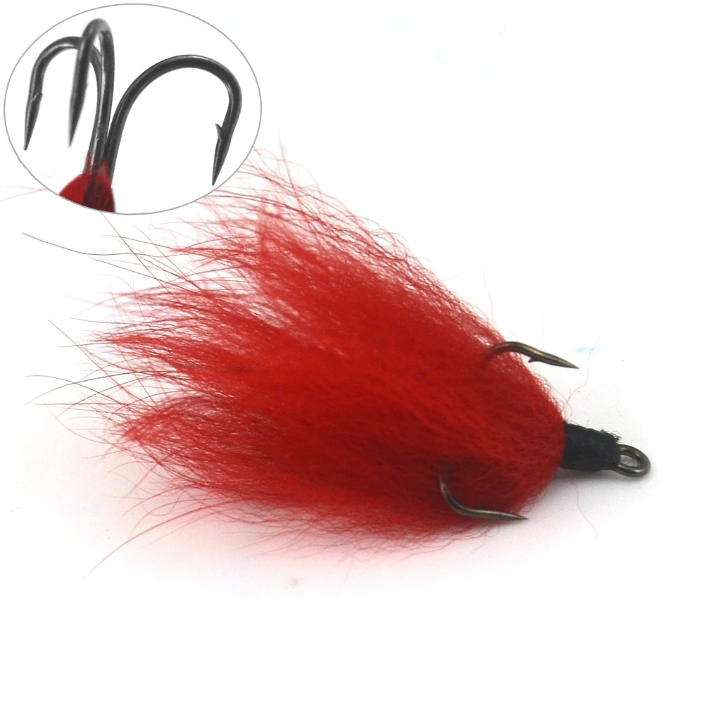 MNFT 10 Uds en caja anzuelos triples Señuelos de pesca con mosca cuerpo rojo tres anzuelos cebo artificial trucha cebo para peces - imagen 2