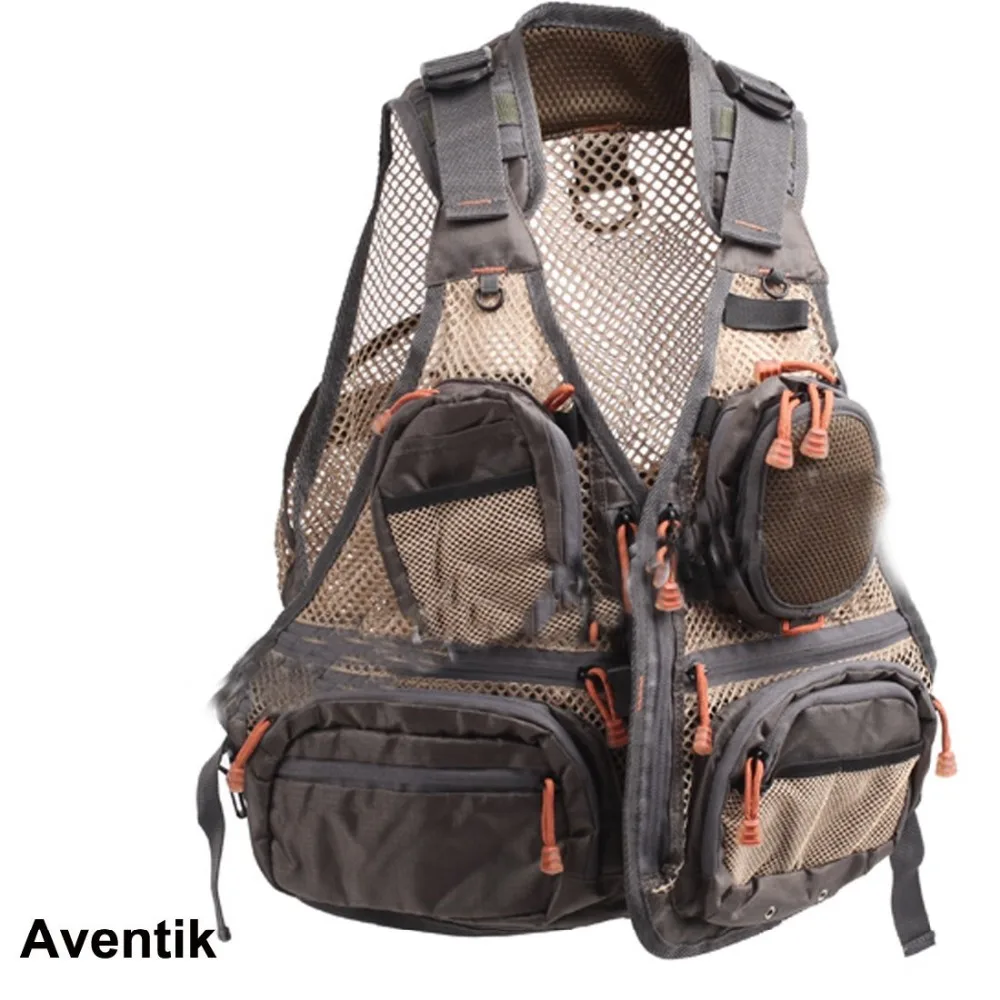 Avientik-Chaleco de pesca con mosca, tela de malla de calidad súper ligera, tamaño General, multifunción, bolsillo Mutil, ropa para vadear al aire libre