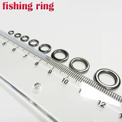 Anillo sólido de pesca de acero inoxidable 100 puro, accesorios de pesca, señuelo resistente, anillo de jigging, 304 unids/lote