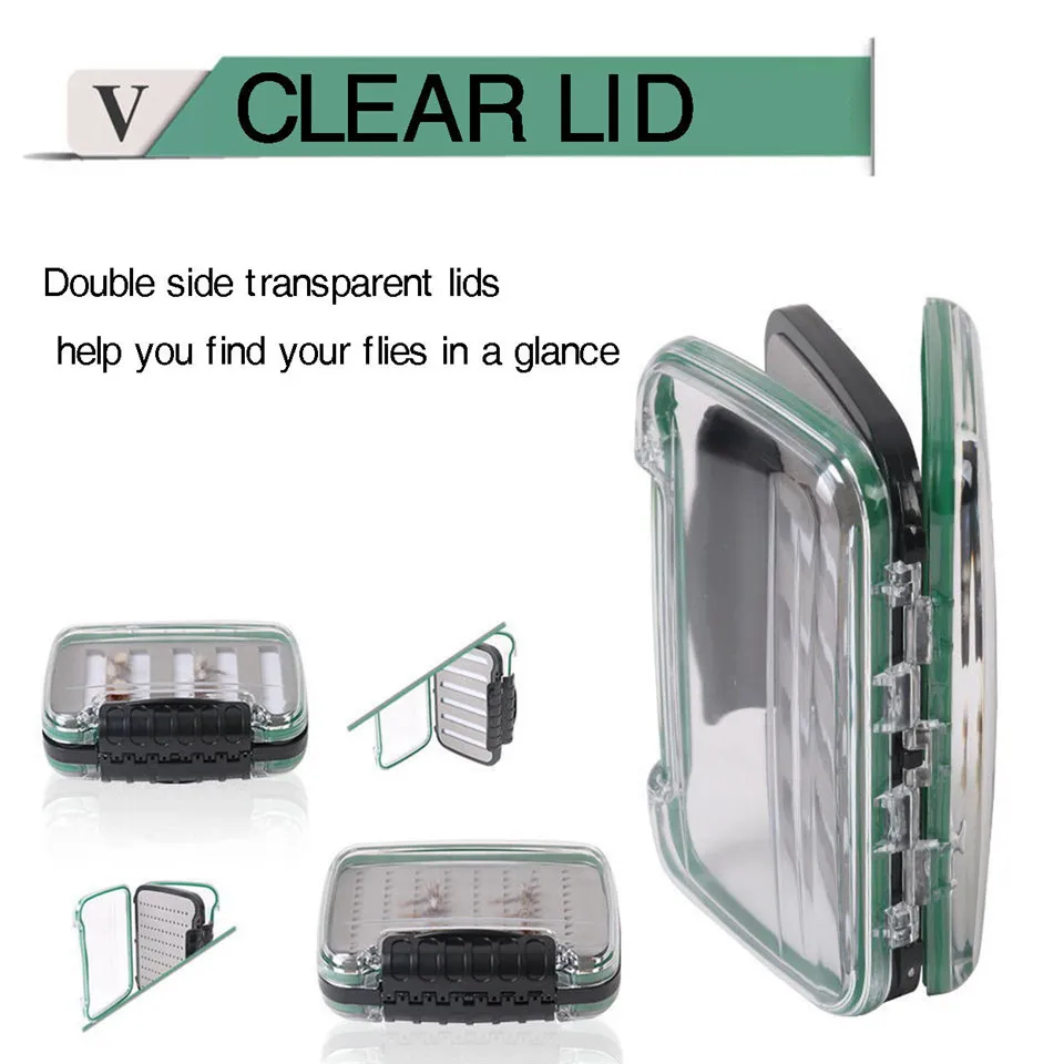 Caja de pesca con mosca Maximumcatch, inserto de espuma impermeable de plástico, caja de pesca con mosca transparente de doble cara - imagen 5