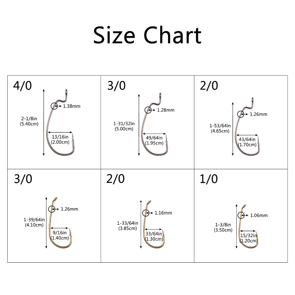 Bassdash EWG-anzuelos de gusano para pesca de bagre, aparejo para pescar lubina, trucha, Lucio, Panfish, 1/0, 4/0, 3/0, 60 unidades - imagen 3