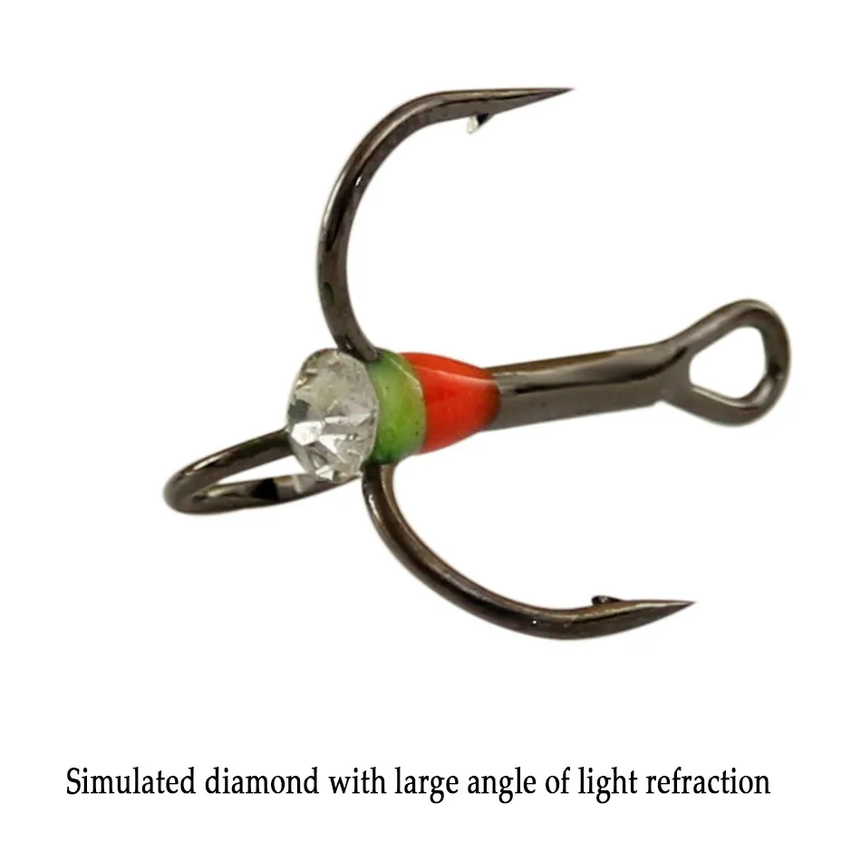 5pcs40pcs anzuelos de pesca en hielo de arcoíris Material de acero rico en carbono anzuelo de pesca triple negro herramientas de aparejos de lubina de agua salada plegadas redondas - imagen 4