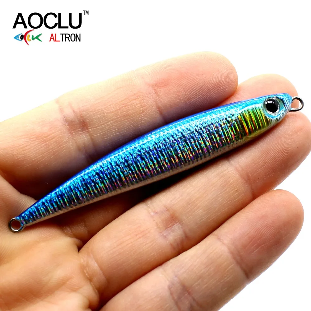 AOCLU-Plantilla de Metal rápida para pesca en tierra, cebo duro de sardina, palo que se hunde, holograma relectivo más mordeduras, brillo UV, 12g, 20g, 30g - imagen 5