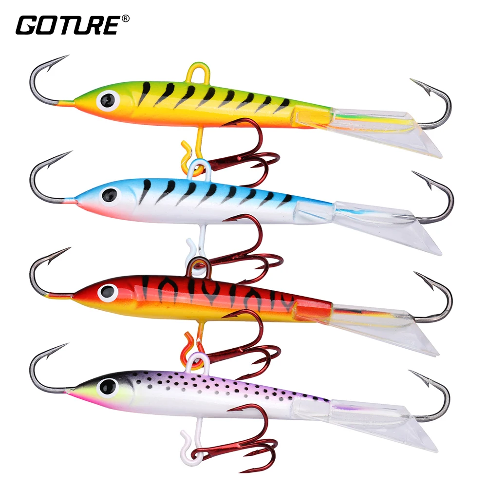 Goture-señuelo de pesca en hielo, cebo Artificial duro de 18g y 8cm, jigging, balanceador para pesca de invierno, carpa, Lucio, Wobbler, 4 Uds./Set - imagen 5