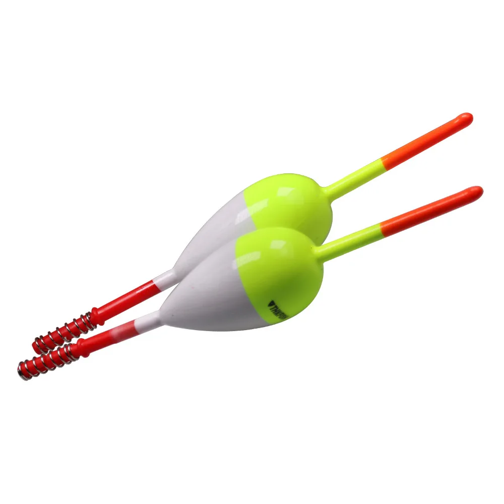 THKFISH 2 uds flotadores de pesca de primavera boyas de pesca de madera Balsa forma ovalada de agua dulce 14,9 cm aparejo de Bobbers antideslizante flotante - imagen 5