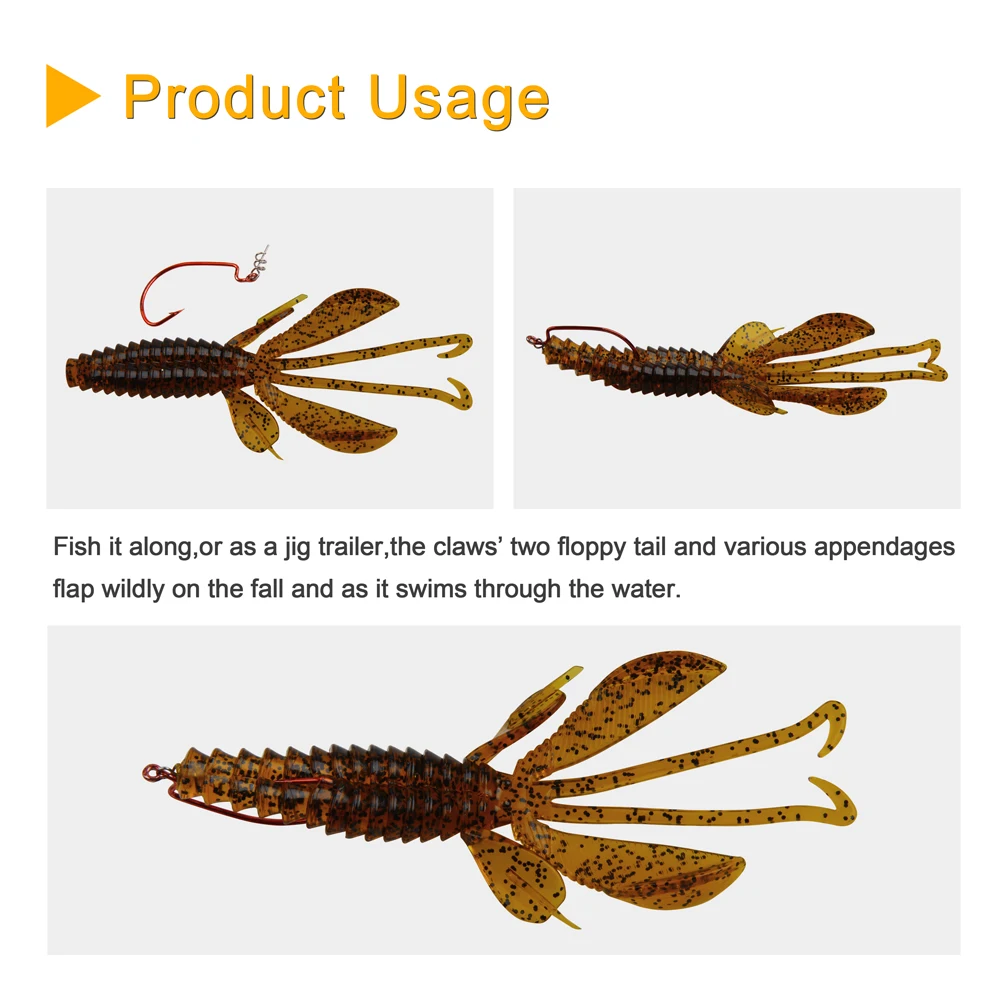 Cebos blandos de pesca de camarón, señuelos Wobblers Crankbaits para pesca de carpa, langosta, gusano, aparejos de pesca, 10cm, 11,7g, 12 Uds. - imagen 4