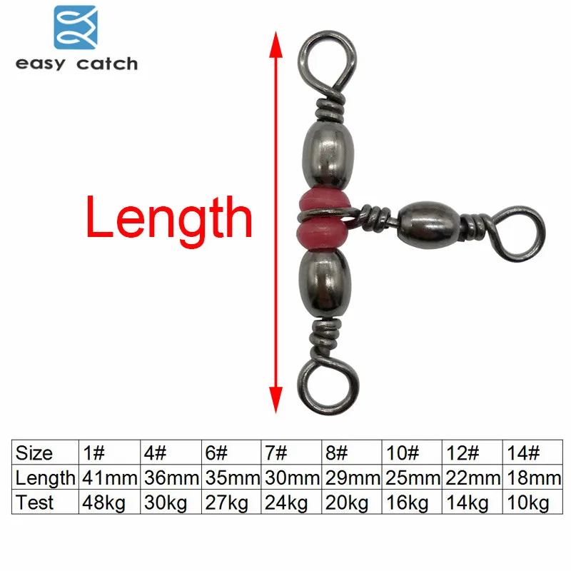 Gancho giratorio de pesca de latón, conector Triple con cuentas, fácil de atrapar, barril de 3 vías, 10 unidades - imagen 2