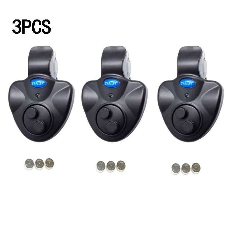 Alarma de picadura de pescado para pesca, zumbador electrónico en caña de pescar con sirena fuerte, indicador diurno y nocturno con batería B154