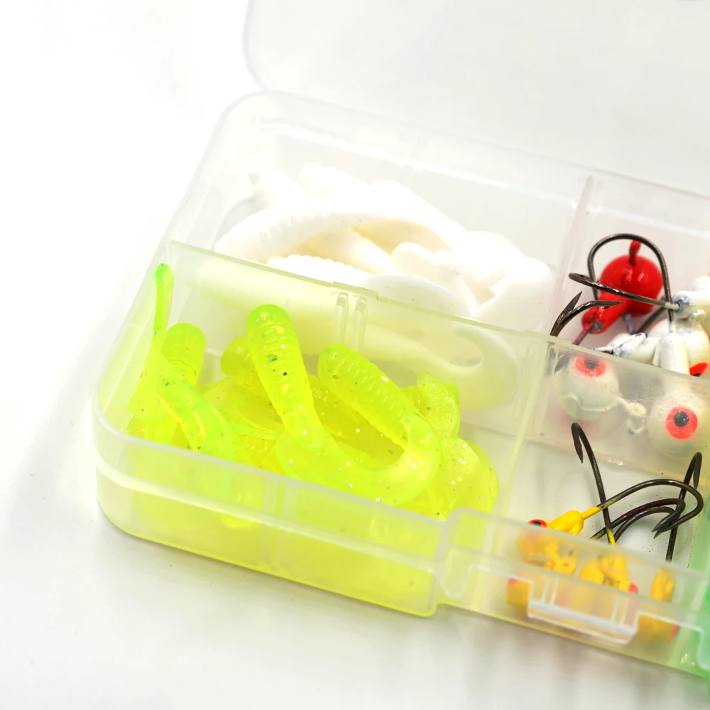 MNFT 50 unids/caja pesca mixta señuelo suave cabeza de plomo anzuelos Wobblers cebo Artificial Señuelos de Pesca de silicona herramientas de pesca de mar - imagen 3