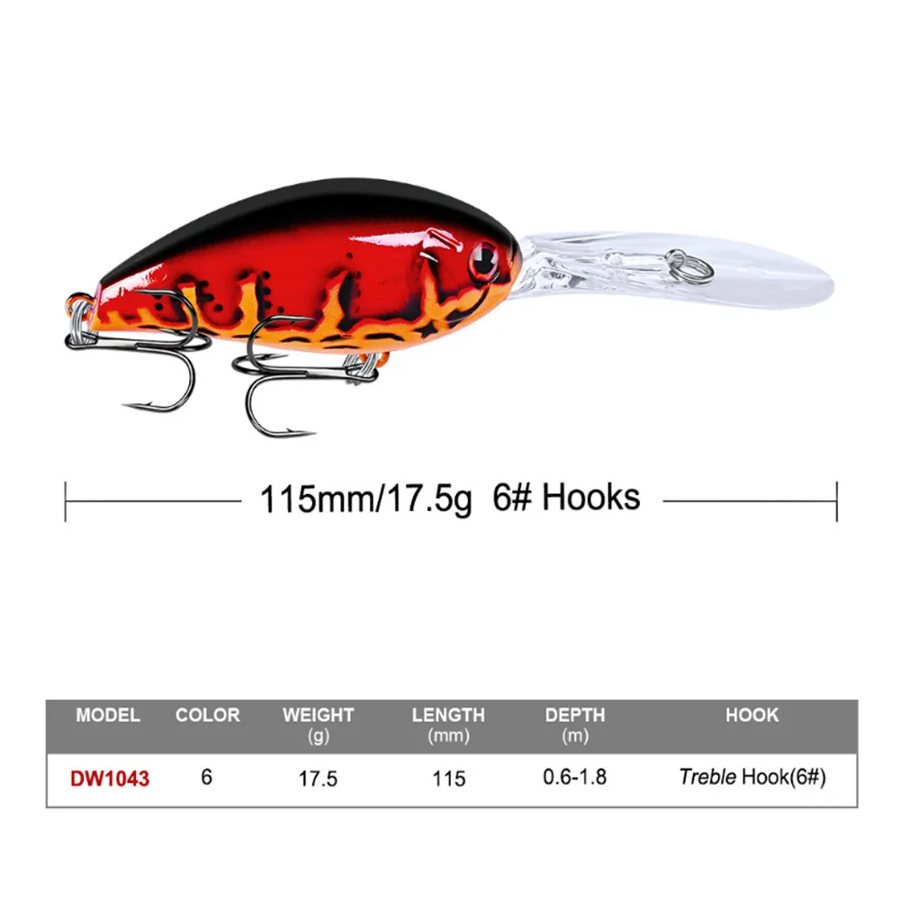 Señuelo de Pesca duro Artificial Wobbler, cebo duro Crankbait, Lucio, Pesca de curricán, carpa, aparejos de Pesca, 115mm, 17,5g, 1 ud. - imagen 3
