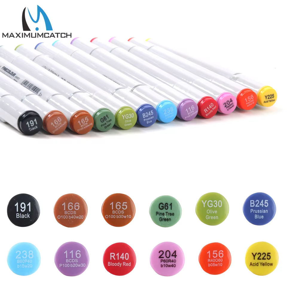 Maximumcatch-marcador de atado de moscas, resistente al agua, doble cabezal, resistente a los rayos UV, 12 colores - imagen 4