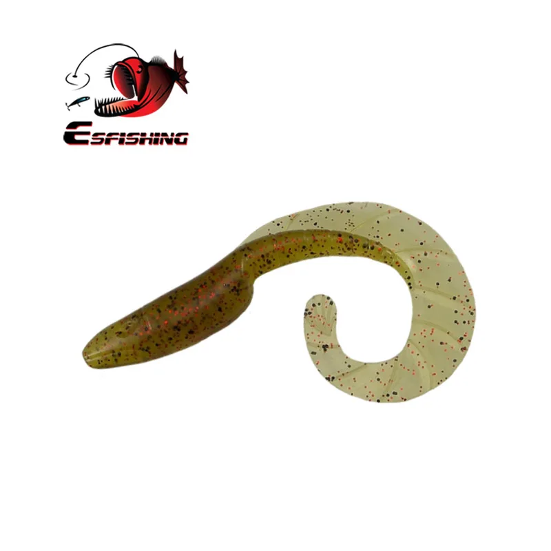 ESFISHING calidad dragón cerdo 90mm 10 Uds realista sola larva cola Isca Artificial suave silicona cebo Pesca señuelo de Pesca aparejos - imagen 5