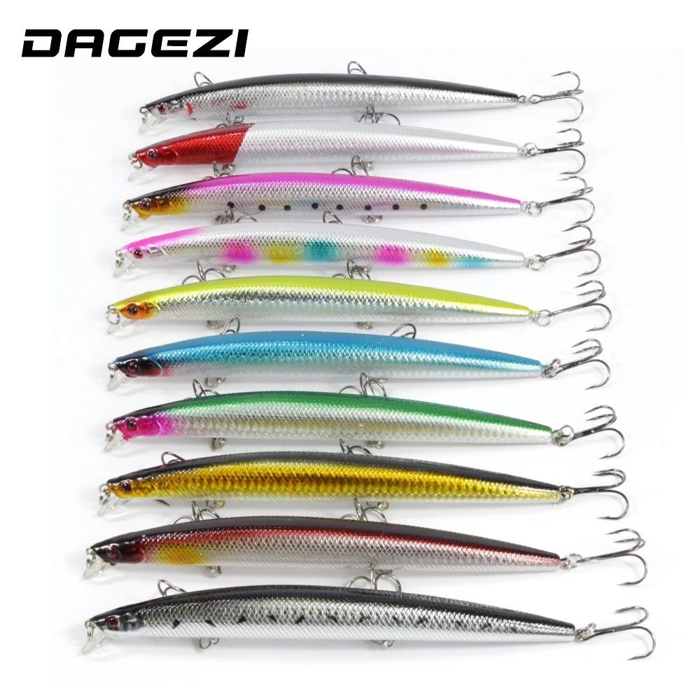 DAGEZI-señuelo de pesca muy grande, cebo duro artificial, pintura láser, minnow, ojos 3D, pesca wobbler, 18CM/23G, 10 unids/lote - imagen 3