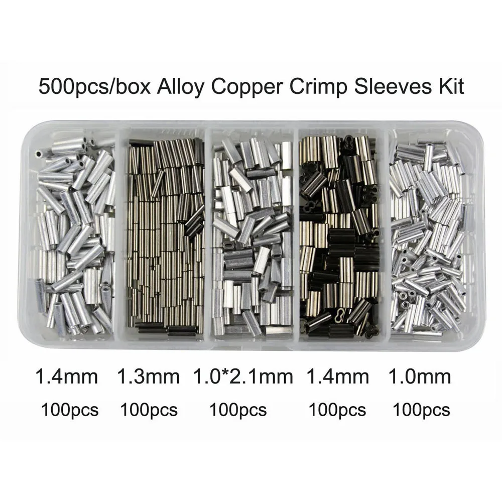 Kit de herramientas de alicates de pesca, manguitos de crimpado de acero inoxidable con conector de 500 piezas, accesorios de línea de pesca - imagen 2