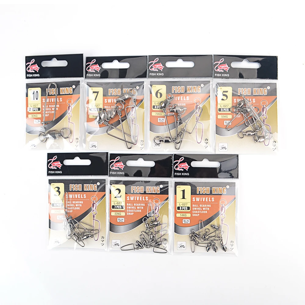 NGB 2-8PCS Ball Bearing Fishing Swivel With Coast Look Snap Fishing 1#-10# Lure Connector Terminal Fishing Accessories - imagen 5