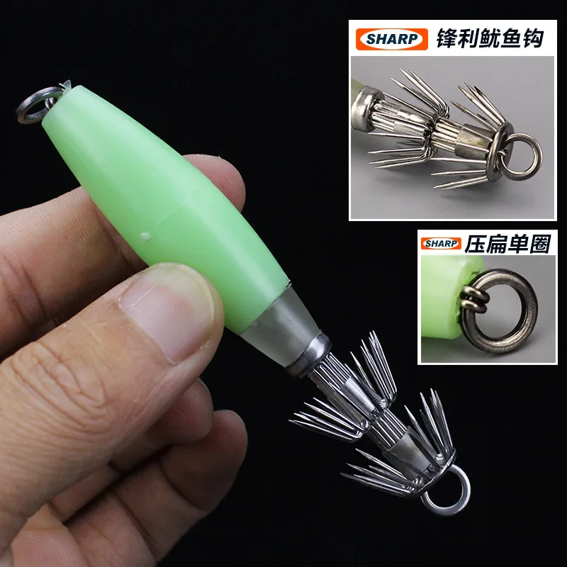 Anzuelo de calamar brillante, 10cm/14g, desparaguas de calamar de doble capa, anzuelos de tubo, Señuelos de pesca nocturnos artificiales, lote de 2 piezas - imagen 2