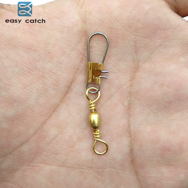 Easy Catch 30 Uds barril de pesca giratorio con enclavamiento Snap latón dorado conector de señuelo de pesca duro accesorios de pesca - imagen 3
