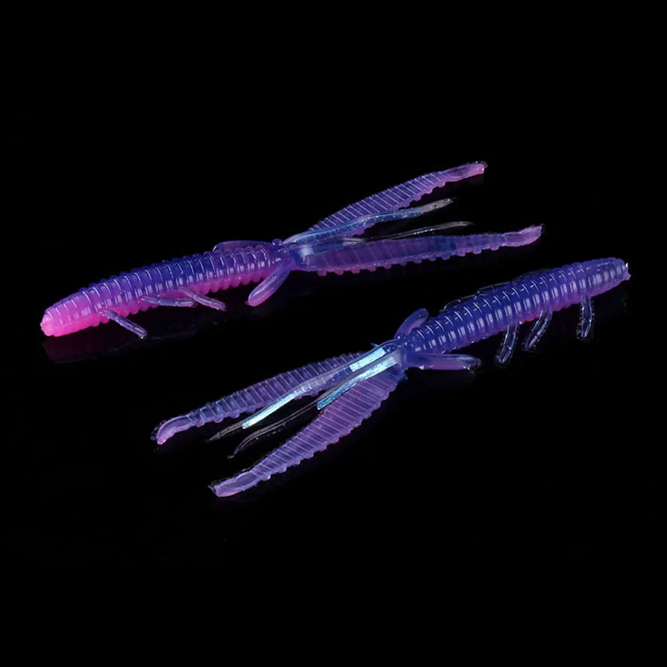 WALK FISH-señuelo de pesca de camarón suave, cebos suaves de 8cm y 10cm, plantilla de gusanos, Wobbler, cebo giratorio, cebos de pesca prácticos, 4 unids/lote - imagen 3