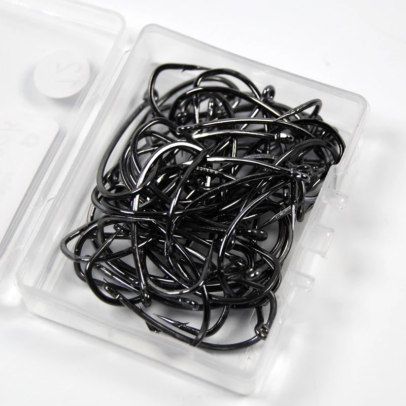 Bimoo-anzuelos de pesca de carpa de 50 piezas, anzuelos gruesos de acero al carbono, tamaño #6 #8 #10 #12 - imagen 3