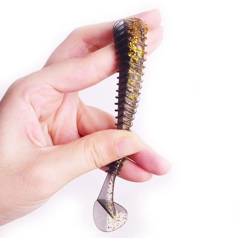 WDAIREN-Señuelos de Pesca con ojos 3D, anzuelo de lubina suave, Wobblers, 8cm, 11cm, aparejos de cebo Artificial de silicona, cola de paleta, Swimbait, Pesca - imagen 4